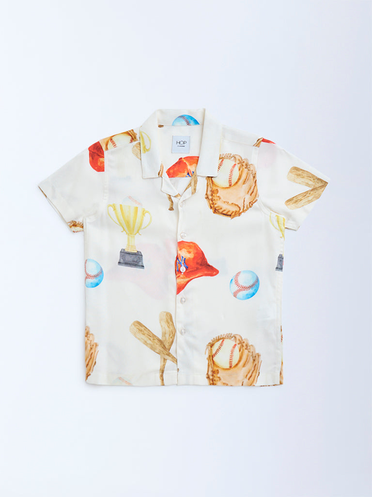 HOP Kids Kids White Printed Shirt