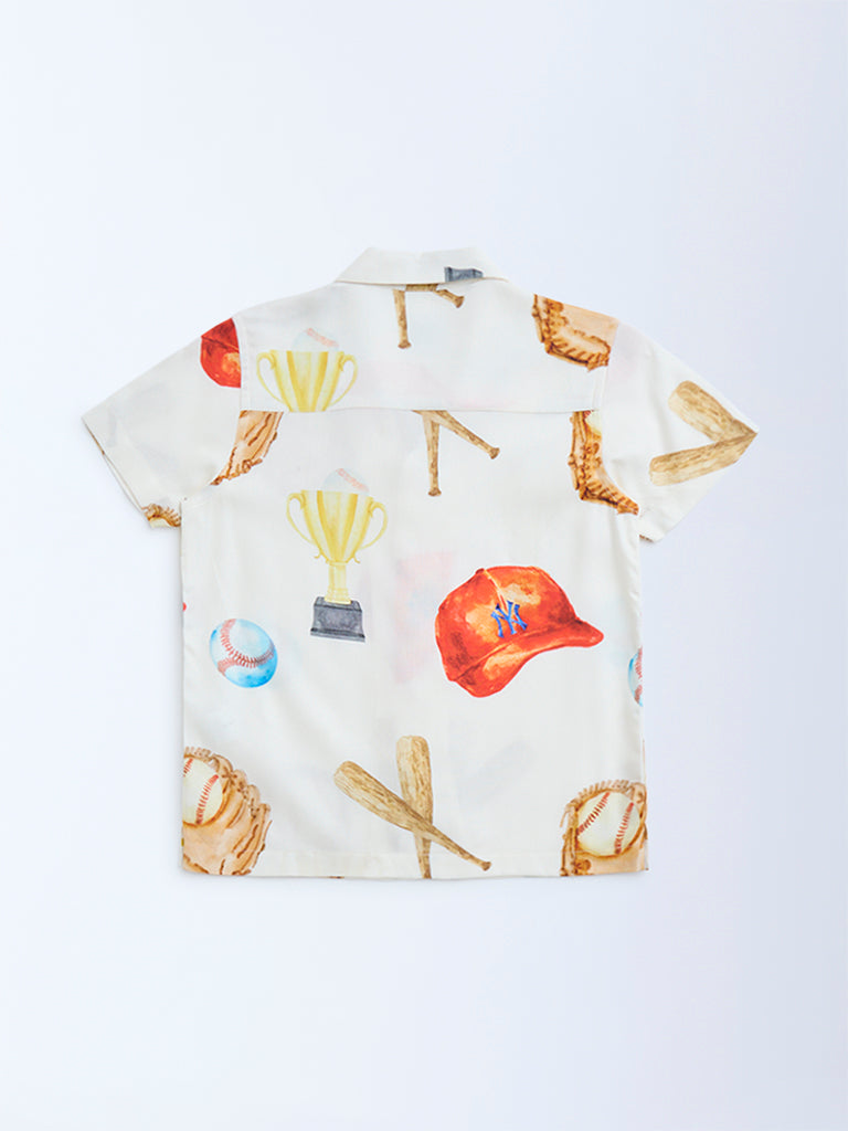 HOP Kids Kids White Printed Shirt