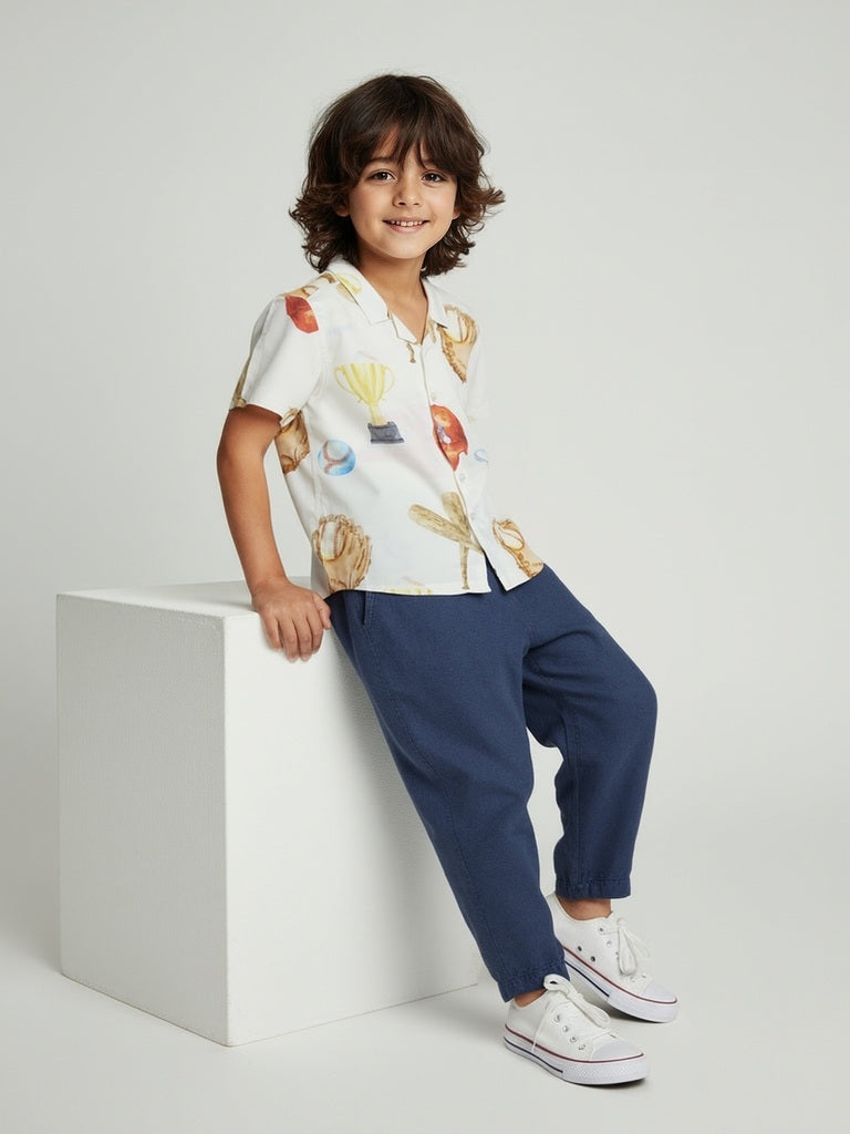HOP Kids Kids White Printed Shirt