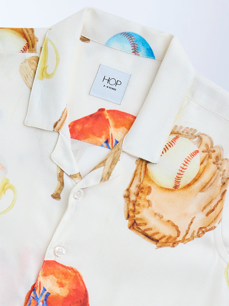 HOP Kids Kids White Printed Shirt