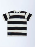 Y&F Kids Black Striped Cotton-Blend T-Shirt