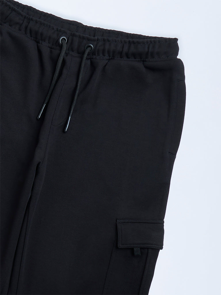 Y&F Kids Black Mid-Rise Cotton-Blend Track Pants