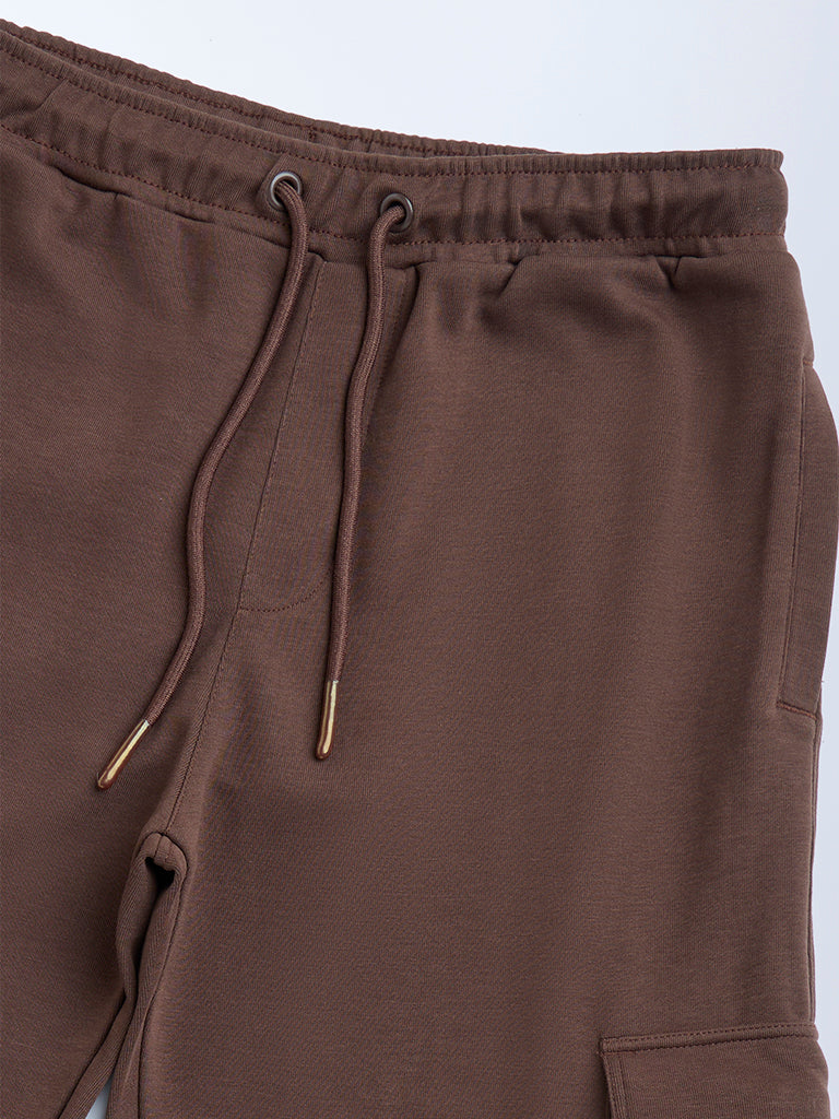 Y&F Kids Brown Mid-Rise Cotton-Blend Track Pants