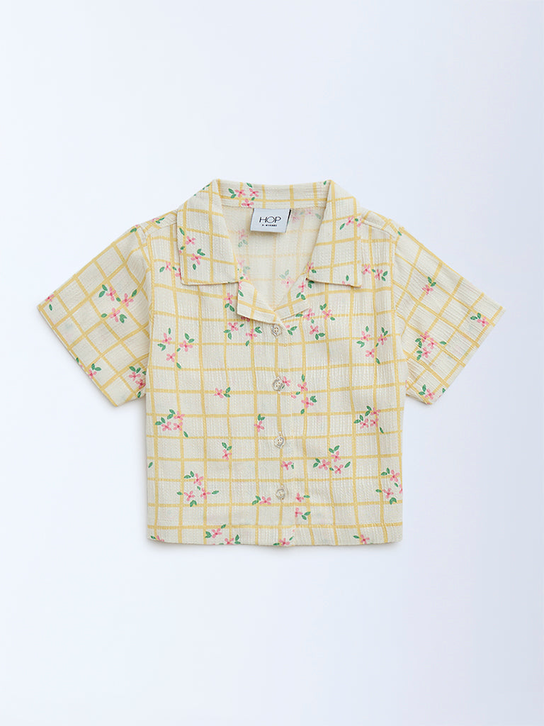 HOP Kids Yellow Floral Detailed Shirt