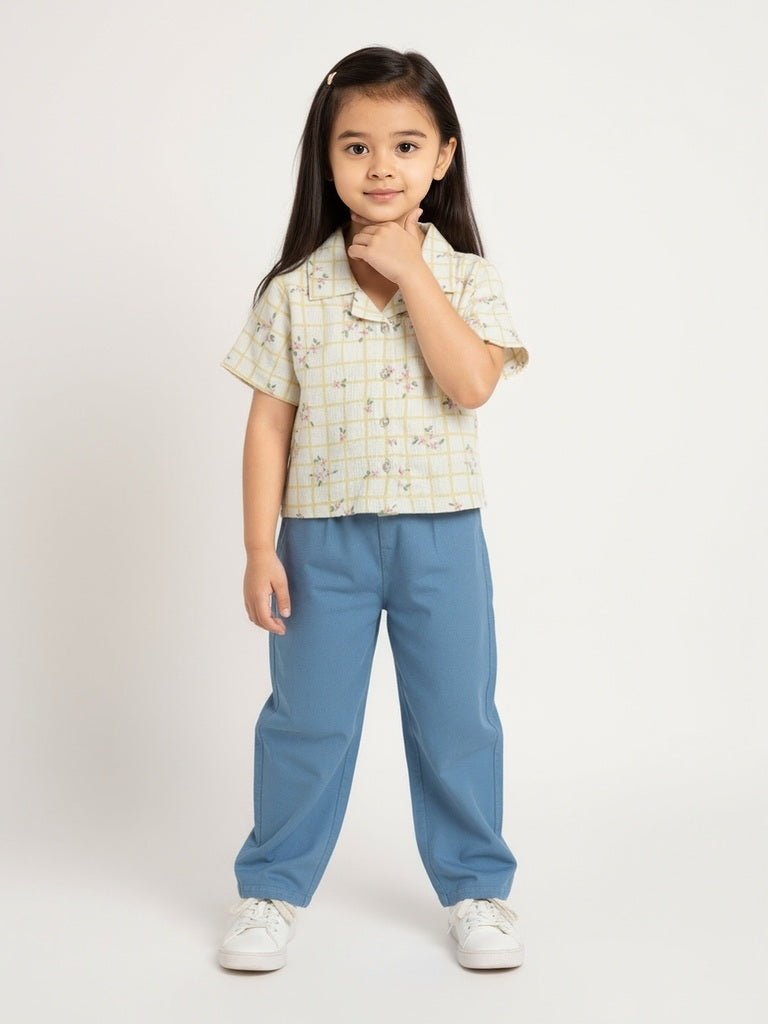 HOP Kids Yellow Floral Detailed Shirt