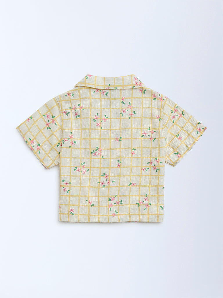 HOP Kids Yellow Floral Detailed Shirt