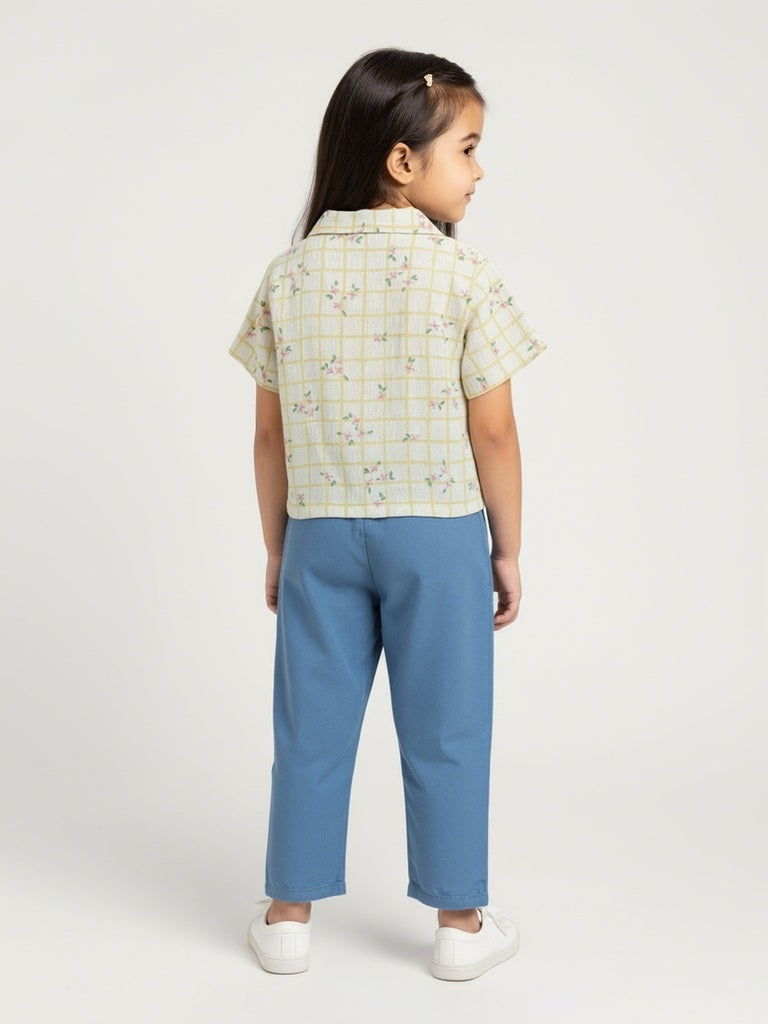 HOP Kids Yellow Floral Detailed Shirt