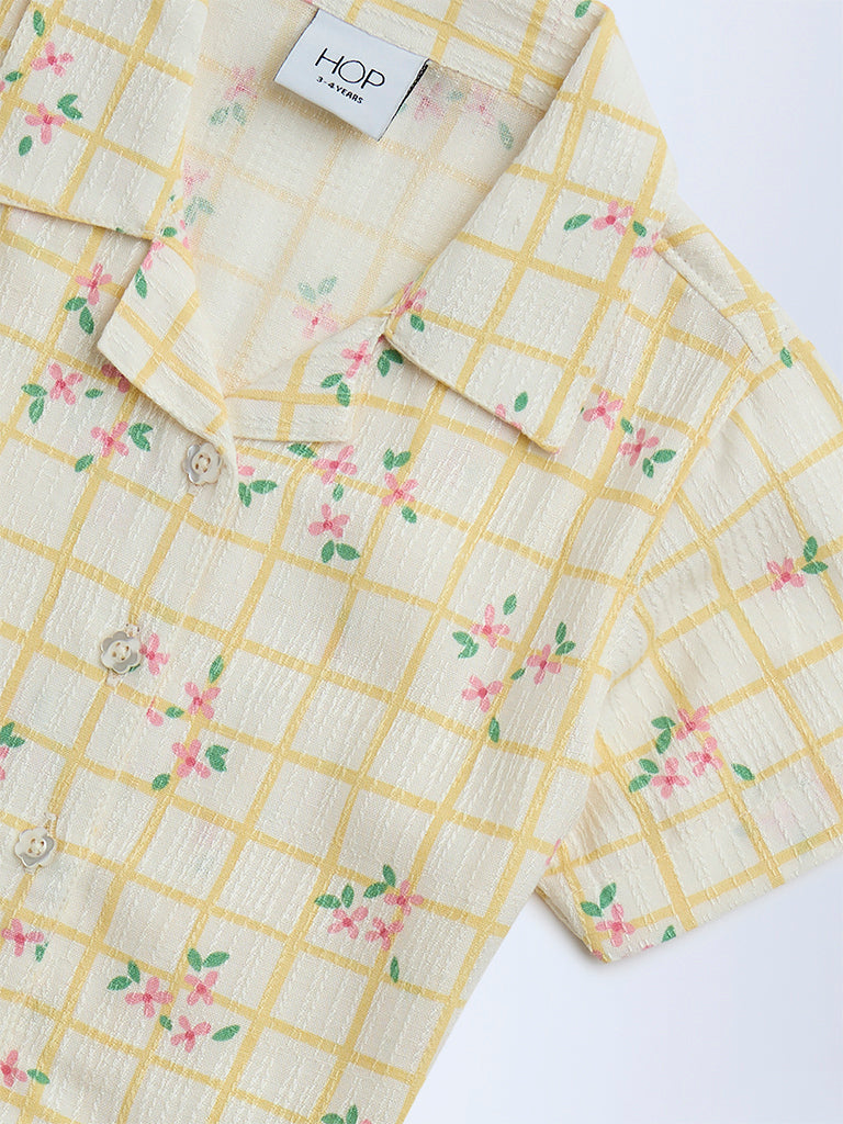 HOP Kids Yellow Floral Detailed Shirt