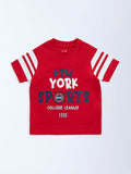 HOP Kids Kids Red Text Detailed Cotton T-Shirt