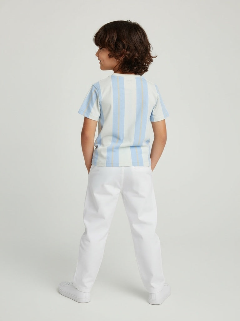 HOP Kids Blue Striped Cotton T-Shirt
