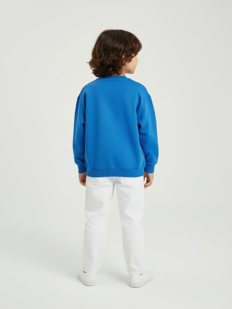 HOP Kids Blue Embossed Cotton Sweatshirt