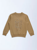 HOP Kids Taupe Embossed Cotton Sweatshirt