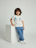 HOP Off-White Cityscape-Inspired Cotton Polo T-Shirt