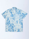 Y&F Kids Blue Printed Resort-Fit Shirt