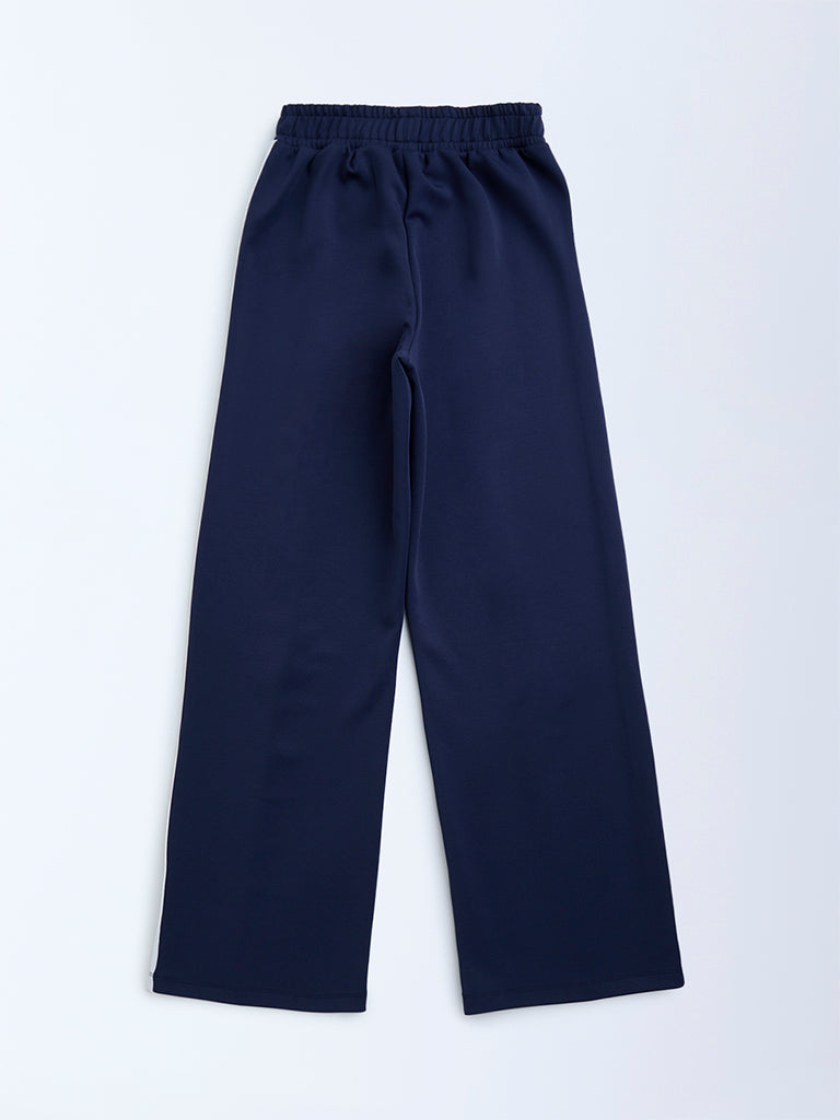 Y&F Kids Navy Striped High-Rise Track Pants