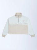 Y&F Kids Beige Cotton-Blend Three-Quarter Zip Sweatshirt