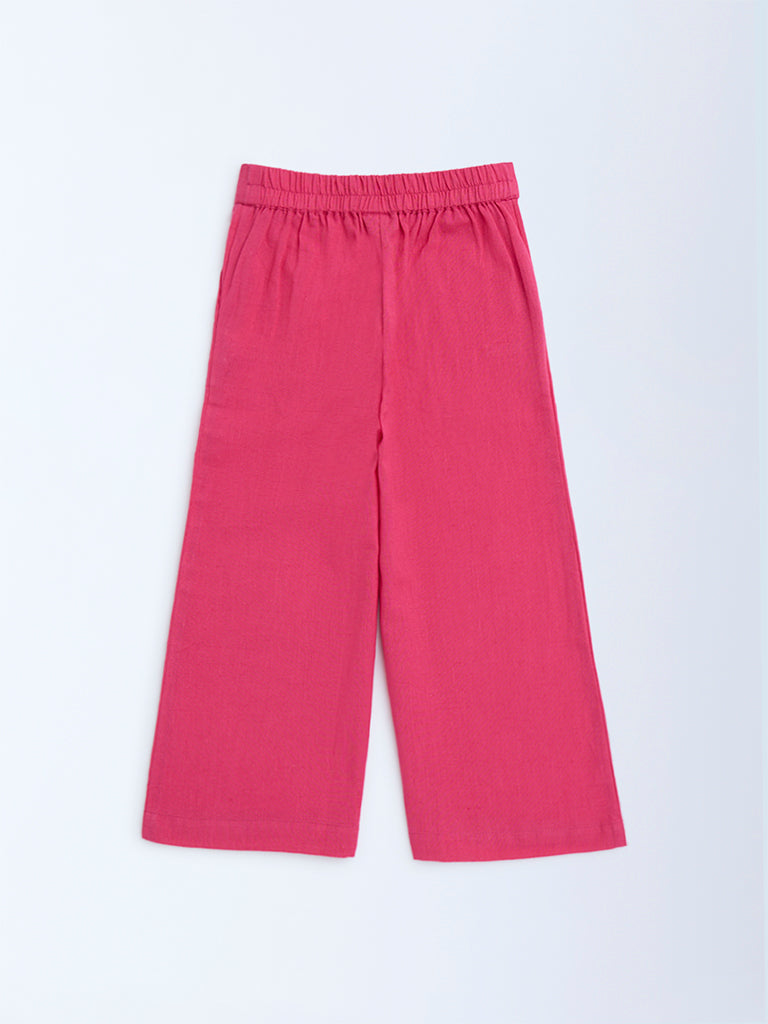 Utsa Kids Fuchsia Cotton-Blend Ethnic Pants - (2-8yrs)