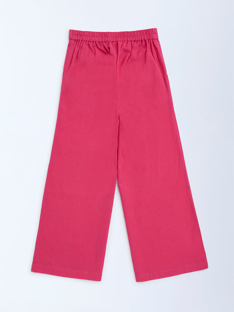 Utsa Kids Fuchsia Cotton-Blend Ethnic Pants - (8-14yrs)