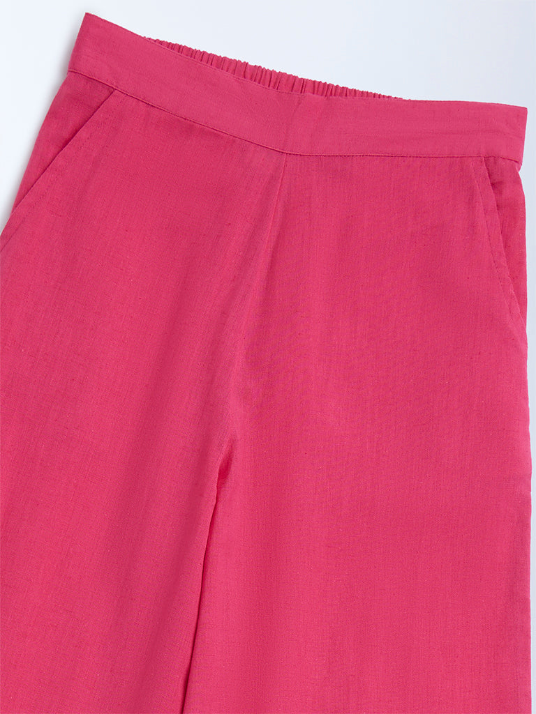 Utsa Kids Fuchsia Cotton-Blend Ethnic Pants - (8-14yrs)