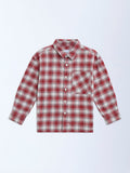HOP Kids Red Checkered Cotton Shirt