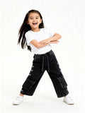 HOP Kids Charcoal Cargo-Style Wide-Leg Mid-Rise Jeans