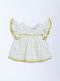 HOP Kids White Embroidered Cotton Top