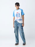 Y&F Kids Blue Faded Cargo-Style Mid-Rise Relaxed-Fit Jeans