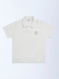 Y&F Kids Off-White Knit-Textured Cotton T-Shirt