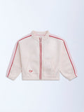 HOP Kids Light Pink Text Design Cotton-Blend Jacket
