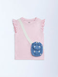 HOP Kids Pink Pouch-Detailed Cotton Top