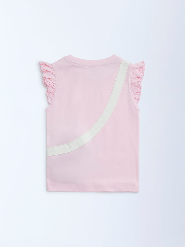HOP Kids Pink Pouch-Detailed Cotton Top