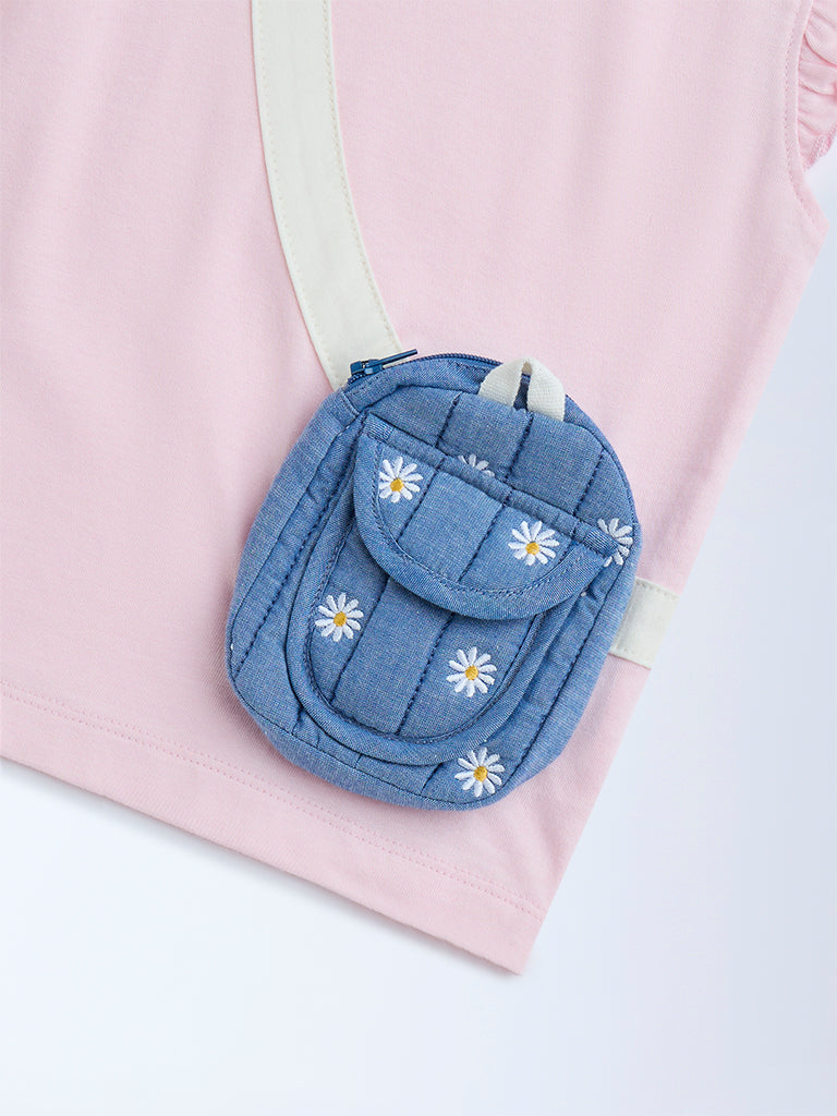 HOP Kids Pink Pouch-Detailed Cotton Top