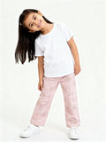 HOP Kids Pink Floral Embroidered High-Rise Cotton Trousers