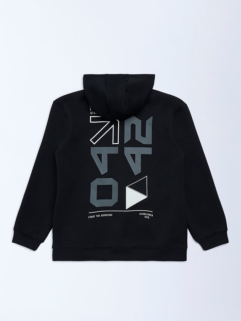 Y&F Kids Black Typographic Jacket