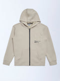 Y&F Kids Beige Typographic Hooded Jacket