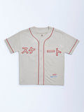 Y&F Kids Beige Text Printed Cotton Shirt