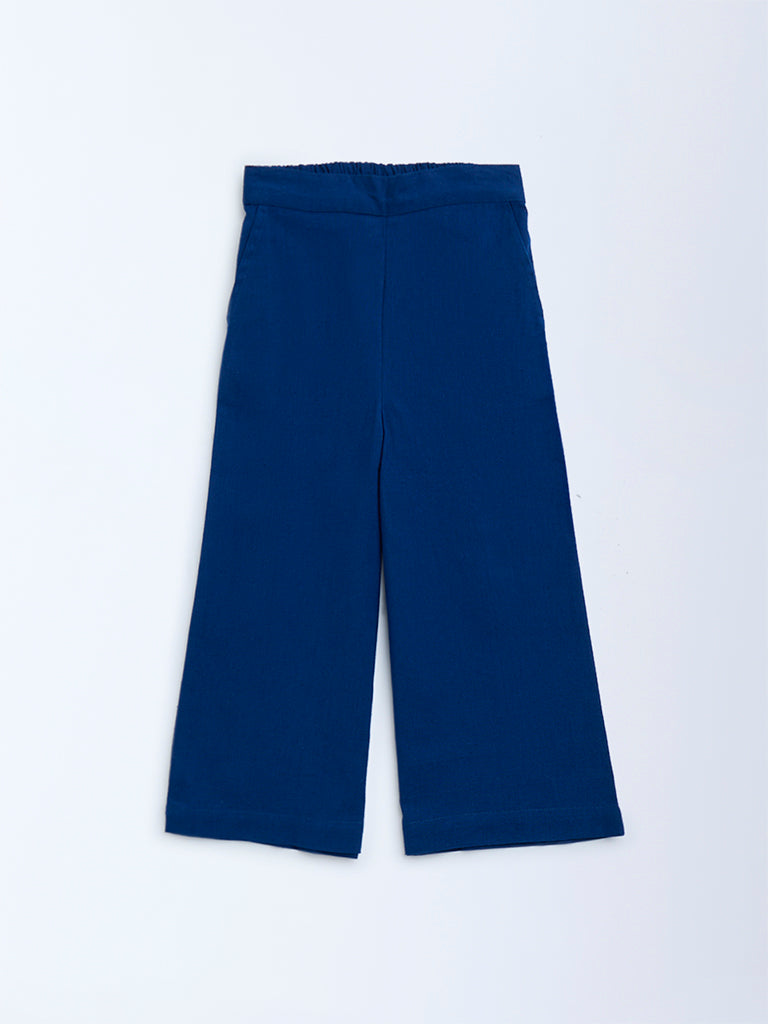 Utsa Kids Navy Solid Cotton-Blend Ethnic Pants - (2-8yrs)