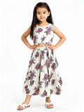 Utsa Kids Off-White Floral Pattern Cotton-Blend Vest Top - (2-8yrs)