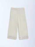 Utsa Kids Off-White Mirror Detailed Cotton Ethnic Pants - (2-8yrs)