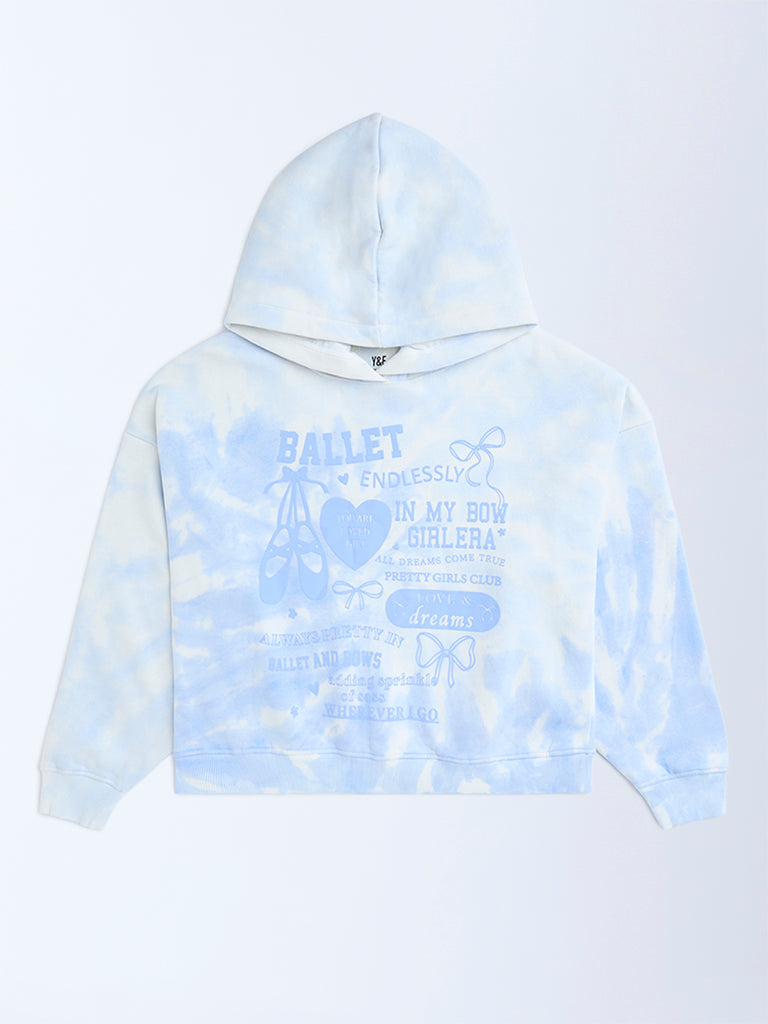Y&F Kids Blue Tie-Dye Cotton-Blend Hoodie