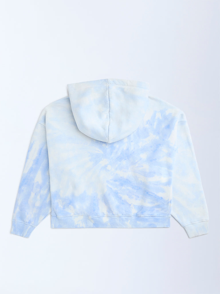 Y&F Kids Blue Tie-Dye Cotton-Blend Hoodie