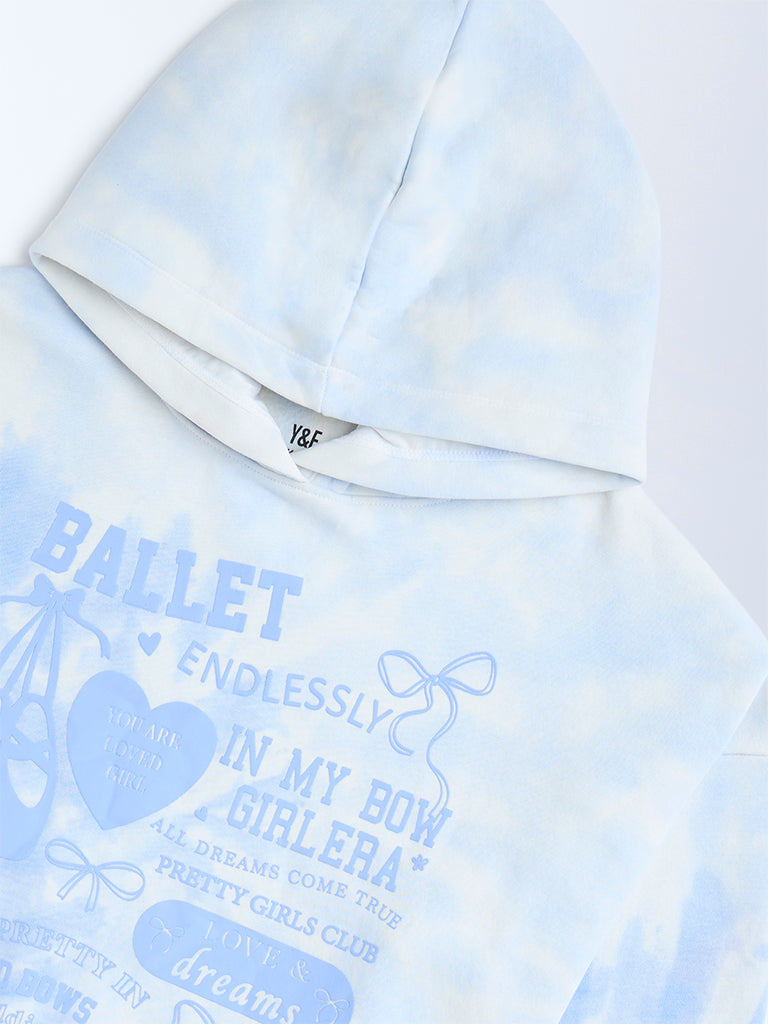 Y&F Kids Blue Tie-Dye Cotton-Blend Hoodie