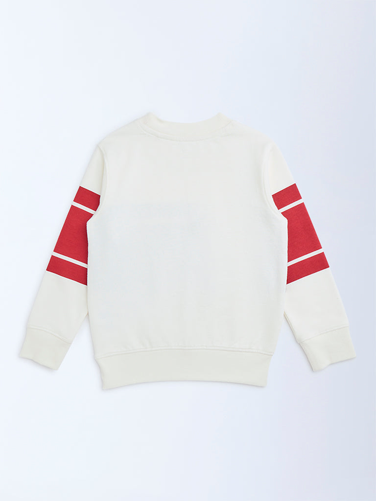 HOP Kids Off-White Striped Cotton-Blend Sweatshirt