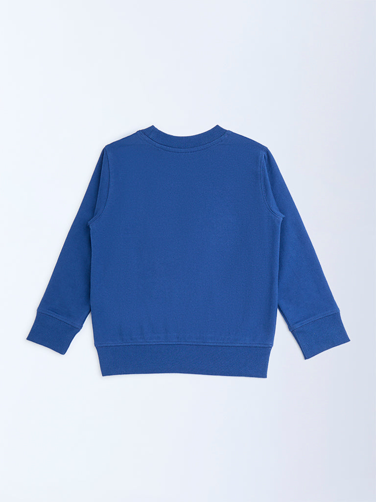 HOP Kids Navy Animal Pattern Cotton-Blend Sweatshirt