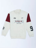 Y&F Kids Off-White Colour-Blocked Cotton-Blend Sweatshirt