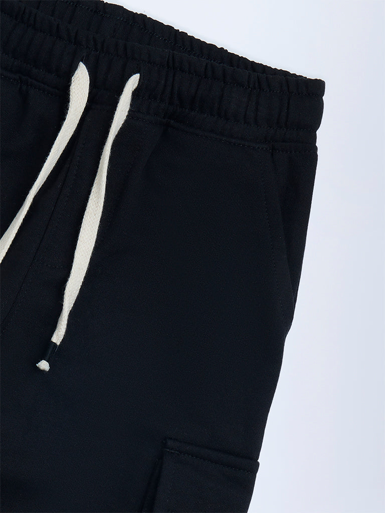 HOP Kids Black Mid-Rise Cotton-Blend Joggers