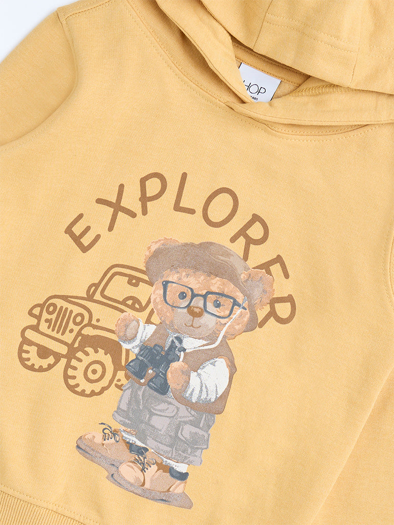 HOP Kids Mustard Teddy Pattern Hoodie