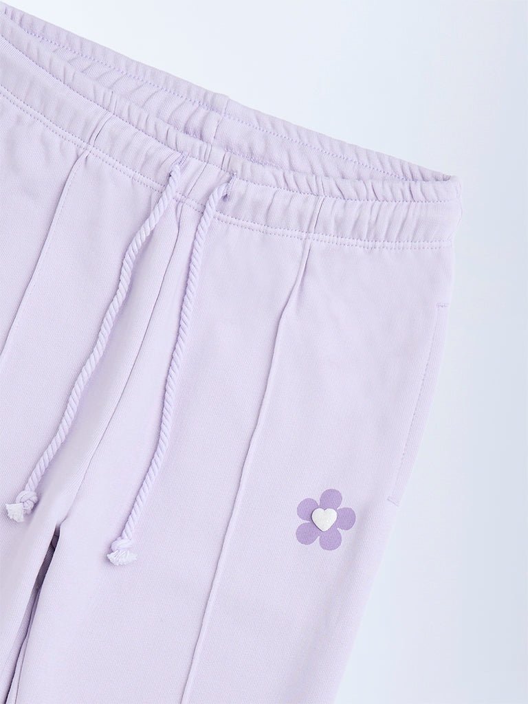 HOP Kids Lilac High-Rise Cotton-Blend Joggers