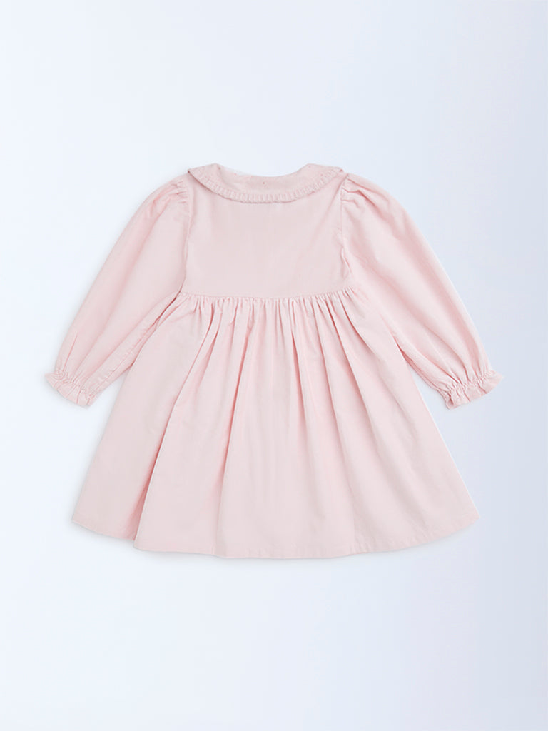 HOP Kids Light Pink Cotton Fit-and-Flare Dress