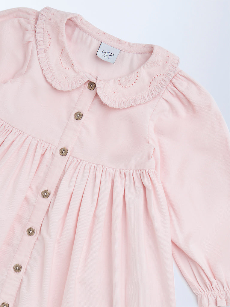 HOP Kids Light Pink Cotton Fit-and-Flare Dress